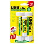 UHU stic, Glue Stick Solvent Free, Washable, Screw on Cap, for School, Crafts, Scrapbooking 2 x 40g Blister White, 9U 99674