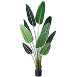 Fopamtri Artificial Bird of Paradise Plant Fake Tropical Palm Tree for Indoor Outdoor, Perfect Faux Plants for Home Garden Office Store Decoration, 5 Feet-1 Pack