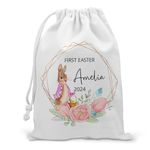 Personalised First Easter Bag, Custom 1st Easter Gift, Easter Egg Sack, New Baby Easter Gift, Easter Baby Gift, My First Easter, Easter Bunny Rabbit Decor