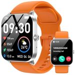 Smart Watch for Women Men with Bluetooth Call, 1.85" HD Touch Screen Fitness Watch, 120+ Sports Modes, IP68 Waterproof Fitness Tracker, Heart Rate, Sleep Monitor, Smartwatch for Android iOS(Orange)