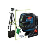 Bosch Professional Laser Level GCL 2-50 G (green laser, interior, RM 10 mount, tripod BT 150, visible working range: up to 15m, 4x AA battery, in cardboard box)