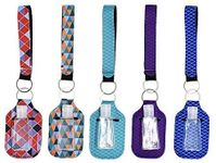 Hand Sanitizer Holder keychain wristlet | 15pack-5 wrislet keychain, 5 Bottle Holder keychains, and 5 Empty travel size bottles | Refillable Containers | hand sanitizer holder lanyards key chain