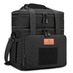 Extra Large Expandable Tactical Lunch Box for Men, Insulated Heavy Duty Durable Lunch Bag with Shoulder Strap, Coorle Bag for Adults Work Outdoor Picnic Trips Camping, 36 Cans/22 L, Black, HSHRISH