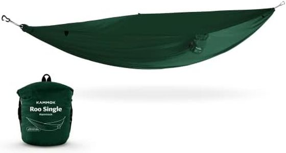 KAMMOK: Roo Single Hammock | Made from Strong & 100% Recycled Water Resistant Ripstop Fabric | Comfortable, Packable, Lightweight (Lifetime Adventure Grade Warranty), Pine Green