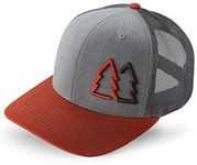 WUE Simple Pine Trees Trucker Hats for Men Adjustable Snapback Mesh Cap Great for Outdoors, Heather/Orange/Charcoal, One size