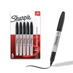 Sharpie Permanent Markers, Fine Point, Black, 5 Count