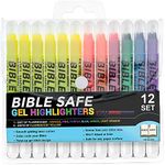 U.S. Office Supply Bible Safe Gel Highlighters, Pack of 12 - Set with 6 Bright Neon Yellow Highlight Colors Plus 6 Colors, Orange, Pink, Purple, Green, Blue - Won't Bleed, Fade or Smear - Study Guide