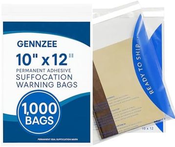 GennZee 10x12 1,000 Pack Clear Poly Bags Strong Adhesive Strip with Suffocation Warning