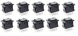 QBM Rocker switch 3 Way 6 Pin on/off/on Black SPDT 6A/250V (Pack of 10)