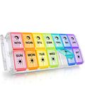 Weekly Pill Organizer 2 Times a Day Extra Large 7 Day Easy Fill 2020 Upgrade Version Fullicon AM PM Pill Box XL Large Daily Pill Cases Medicine Box - Rainbow (Patent Registered)