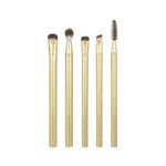 EcoTools Precious Metals Brightening Eye Kit, Precision Makeup Brushes For Eyeshadow, Brows, & Liner, Eco-friendly Makeup Brush Set, Sustainable Recycled Aluminum, Cruelty-Free, Chrome, 5 Piece Set