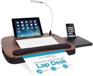 Sofia + Sam Multi Tasking Lap Desk with Memory Foam Cushion | Tablet Slot and USB Light | Fits Laptops Up to 15" | Tablets Up to 9.6" | Smart Phones Up to 4" | Black | Wood Top | Work from Home