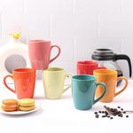 Anwaliya Ceramic Coffee Mug Set of 6 (280ml) Handcrafted Design Tea Cups Stackable, Chip Resistant, Large Serving Green Tea Cups, Edesia (Color May Vary)