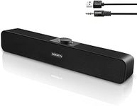 Computer Speakers for Desktop Monitors, PC Speakers, USB Powered 6W Stereo Soundbar with 2 Diaphragms,3.5mm Aux Input, Knob Volume Control, Wired Soundbar for Desktop Smartphones Laptop,Black