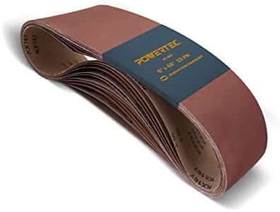 POWERTEC 110530 6 x 48" Sanding Belts | 80 Grit Aluminum Oxide Sanding Belt | Premium Sandpaper For Portable Belt Sander – 10 Pack