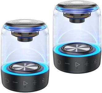 MEGATEK Dual T4-Pro IPX5 Waterproof Portable Bluetooth Speakers with Cool LED Lights & Wireless Stereo Pairing, 12 Watts Loud 360° HD Sound & Rich Bass, Small Speaker Set for Outdoor, Shower, & Pool