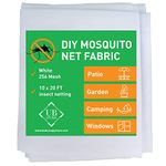 White DIY Mosquito Net Fabric | 10x20 FT Netting | Insect Cover for Garden, Patio, Outdoor & Windows | Multiple Sizes in Black, White & Green | Mesh Screen Barrier