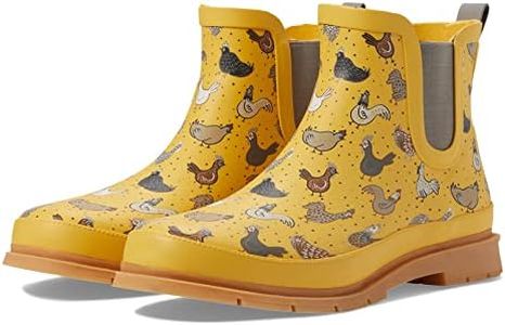 Western Chief Chelsea Waterproof Rain Boots for Women Offers Rubber Upper, Textile Lining, and Synthetic Outsole, Hen Frenzy, 11