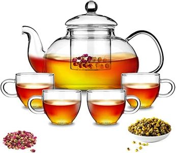 Kyraton Teteras de vidrio 1000ml, equipadas con espumantes extraíbles, aparatos de floración y hojas sueltas, así como cuatro grupos de tazas de té de vidrio,estufas y teteras de Seguridad.