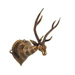 Shambhavi Creations Deer Head Wall Mounted, Long Antlers, Brown and Gold, 10 inch - showpieces for wall Decoration and wall Hanging