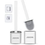 Jsdoin Toilet Brush, 2 Pack Bathroom Toilet Brush Holder Set,Deep Cleaner Silicone Toilet Brushes with No-Slip Long Plastic Handle,Toilet Brush with Quick Drying Holder Set for Bathroom Toilet (White)