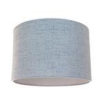 Contemporary and Sleek 10 Inch Light Blue Slate Textured Linen Fabric Drum Lamp Shade 60w Maximum | 25cm Diameter | for Table Lamp or Pendant by Happy Homewares