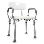 AGEasy (Max Group) Safesit Shower Chair Seat with Padded Armrests and Back | Heavy Duty Shower Chair for Seniors with Removable Back and Adjustable Legs| Tool-Free Shower Seat for Bathroom, Bathtub