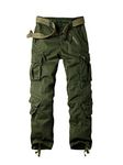 Aeslech Mens Cargo Work Combat Trousers Tactical Army Military Casual Cotton Workwear with 8 Pockets Army Green 34