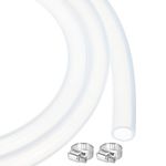 MECCANIXITY 20ft Clear Silicone Rubber Tubing 3/8" ID 1/2" OD Plastic Tube Flexible Air Hose for Brewing, Wine Making, Pump Siphon, 10mm x 13mm, with 2pcs Clamps