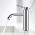 KENES Chrome Bathroom Faucet, Single Handle Bathroom Sink Faucet Stainless Steel Single Hole Modern Washroom Vanity Faucet Supply Lines Included, KE-9015-5