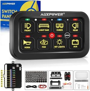 AUXPOWER RGB 8 Gang Switch Panel Toggle Momentary Pulsed Switch Pod A28 Multifunction Offroad Switch Automatic Dimmable Circuit Control Relay System for Car Truck UTV ATV SUV Waterproof