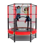 FK Sports 55" Kids Trampoline with Safety Enclosure Net | Indoor Trampoline for Toddlers | Anti-Skid Pad | Steel Frame | Bungee Rebounder Mini Trampoline for Kids | Small Trampoline Kids age 1 to 11