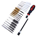 Amtech F3525 Wire Brushes for Cleaning, 20 Piece Wire Brush Kit includes Steel Brush, Brass Brush and Nylon Brush