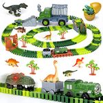 Dinosaur Toy Track for Kids 3-5, Flexible Race Track with Dino Figures 5 Years Old Race Car Track Dinosaur World Train Rail Road Gift for Boy Girl 4 5 6 7 8 Year Old