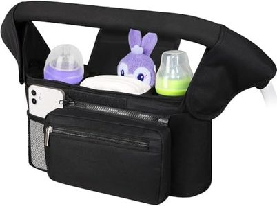 Pram Caddy Bag Baby Stroller Organizer Accessories with 2 Cup Holder Waterproof Oxford with Detachable Pocket Fits for Stroller Like Uppababy, Baby Jogger, Wonderfold Wagon, Doona and More