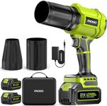 990,000 RPM Cordless Leaf Blower with 2 Batteries & Charger - Electric Handheld Blower, Lightweight, Double Run Time for Lawn, Yard, Patio, Garden Cleaning Green 1