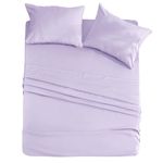 HYMOKEGE Queen Bed Sheet Set Super Soft 4 Pieces,Breathable &Easy Care Brushed Microfiber, Fade Resistant Shrinkage Bedding Set with 15" Deep Pocket, Lavender Purple