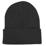 Gelante Men Women Warm Knit Cuffed Plain Beanie Hat Skull Cap., Black, One Size