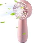 HandHeld Fan Portable Hand Fan Rechargeable Battery Fans, Hand Held Fan Mini USB Electric Personal Travel Fan, Small Handy Powerful Desk Table Fan, Holiday Essentials for Kids Men Women (Pink)