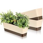 3 Pieces Rectangle Window Box Planter 11.8 inch Window Sill Planter Pot Indoor Small Succulent Plastic Planter with Tray for Home Office Garden Balcony Decoration