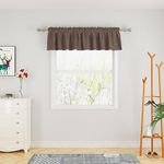 Valance Curtains Linen Textured Kitchen Short Small Mini Living Room 18 inches Long Brown Bedroom Curtain Toppers Valance 1 Panel Rod Pocket 18"