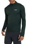 TCA Men's Cloud Fleece 1/4 Zip Thermal Workout Gym Running Top with Zip Pocket and Thumbholes - Deep Forest, S