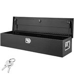 VEVOR Heavy Duty Aluminum Truck Bed Tool Box, Diamond Plate Tool Box with Side Handle and Lock Keys, Storage Tool Box Chest Box Organizer for Pickup, Truck Bed, RV, Trailer, 48"x15"x15", Black