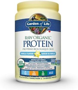 Garden of Life Raw Organic Protein, Vanilla, 624g. Packed with 22 Grams of Certified Organic Plant Protein, including organic peas grown and processed in Canada. Assists in building and repairs muscles. Loaded with 14 organic sprouted grains, seeds and legumes, with probiotics and enzymes added to promote comfortable and efficient digestion