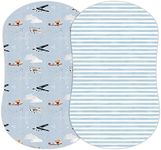 Sorrel + Fern 2-Pack Fitted Bassinet Sheets (Watercolor Airplanes and Clouds) - Buttery Soft Cotton Blend for Standard Bassinet