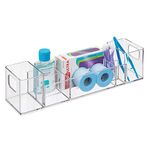 iDesign 39680, bathroom AA8 organizer, plastic storage box with 8 compartments and handles, cosmetic organizer for makeup, medicines and creams, transparent,12" x 3" x 3"