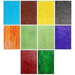 Belle Vous Mosaic Glass Sheets (10 Pack) - 10 x 15cm / 4 x 6 inches Mixed Colours - Textured Stained Cathedral Glass - Transparent Tiles Ideal for DIY Mosaic Arts/Crafts and Home Decoration