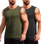 COOFANDY Men's Muscle Tank Tops Quick Dry 2 Pack Workout Gym Tanks Casual Sleeveless Tshirts, Black/Army Green, Small