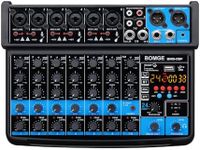 BOMGE 8 Channel Mini Audio Mixer Line Mixer, DC 5 V, with MP3 Player, Bluetooth, U Disk 48 V, 24DSP Effects, USB Recording Ideal for Small Clubs or Bars, Studio Recording (8 channels-BLACK)