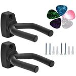 Guitar Mount Wall Hanger Stand Ukulele Wall Hook Keep Holder Mount Display 2 Pack with Guitar Picks Violin Wall Stand Mandolin Rack Bracket Bass Accessories Easy To Install(5 pack guitar picks)